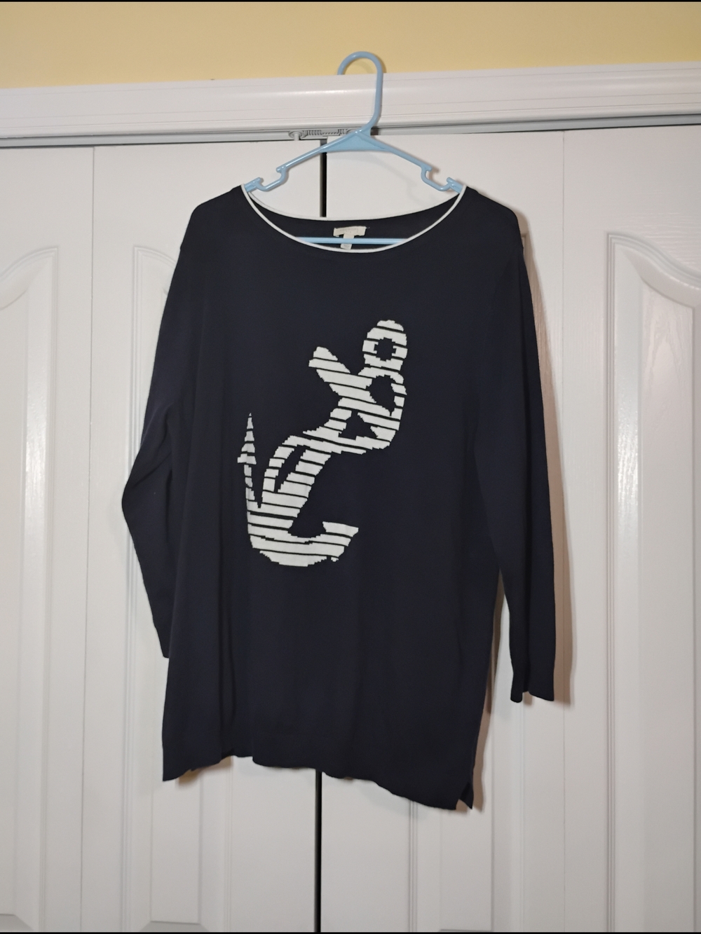 Talbots Navy Anchor Graphic Women's Sweater